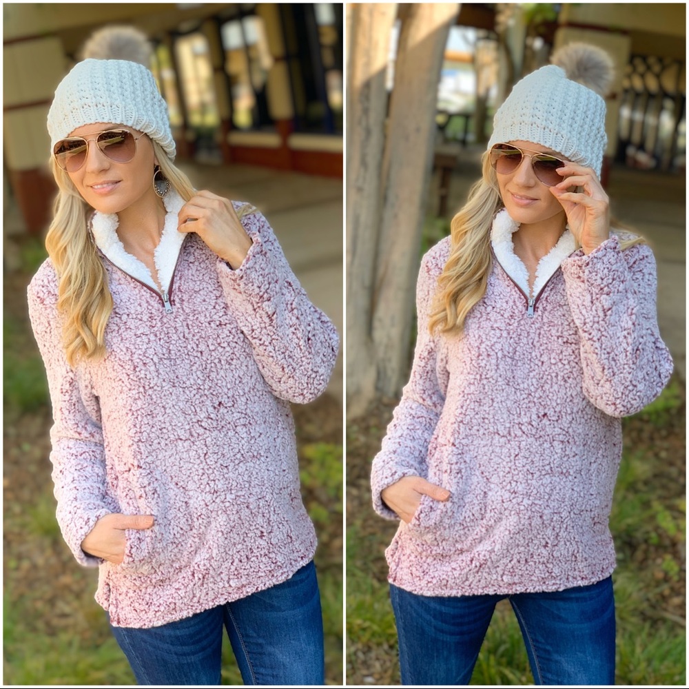 ✨LAST ONE✨Wine Sherpa pullover - Picture 3 of 6